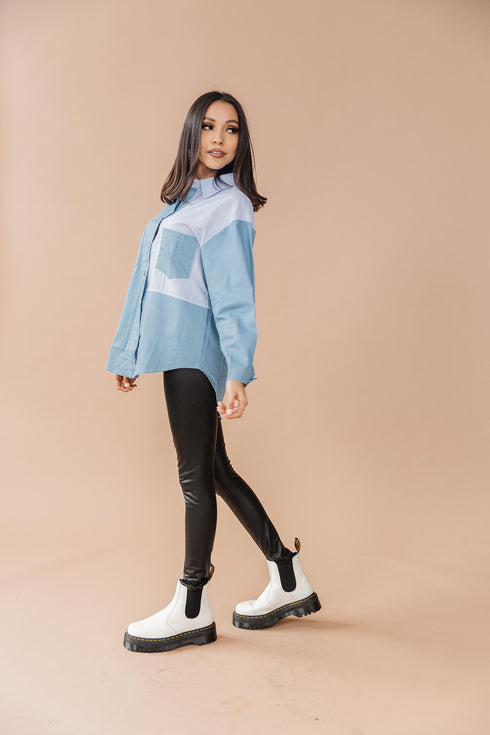 Hailey Denim Button-Up Top